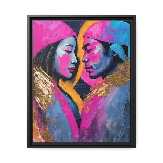 COLORFUL LOVE COUPLE PORTRAIT Canvas Wall Art - by Queennoble