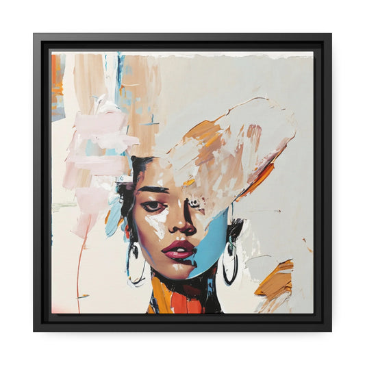 Woman Abstract Portrait Canvas Wall Art with Frame